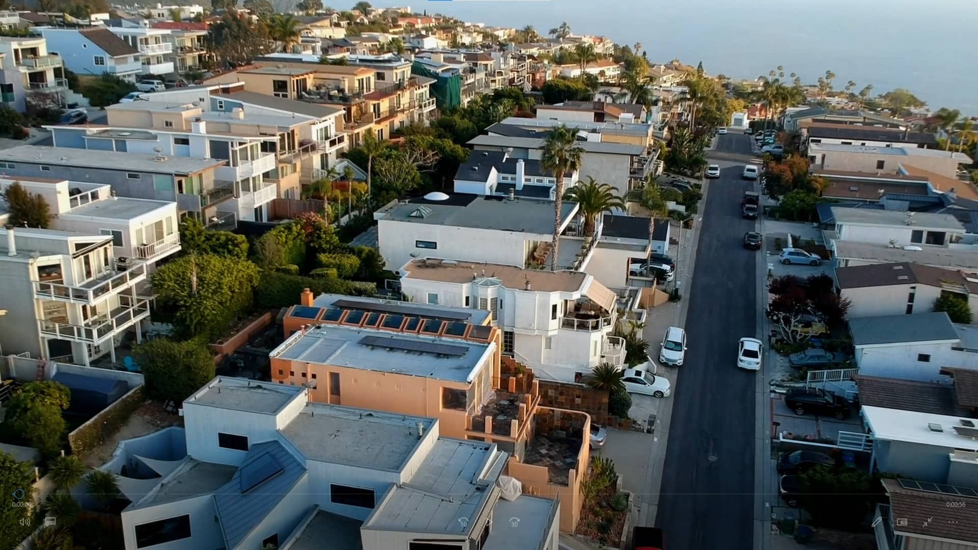 california neighborhood seen from a drone